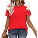thumbnail image 5 of Mujeres manga corta Tops casual fuera del hombro Raglan impresión blusa, moda primavera verano top para diario, 5 of 8