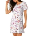 thumbnail image 2 of Pofeuu Retro Floral Print Women's Loose Fit Short Sleeve Nightgown, Comfortable Sleep Dress for Women, Casual Lounge Sleepwear, Soft Cotton Sleep Dress, 2 of 6