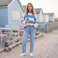 thumbnail image 4 of Womens Long Sleeve Oversized Striped Crew Neck Loose Fit Knitted Sweaters, XL, 4 of 7