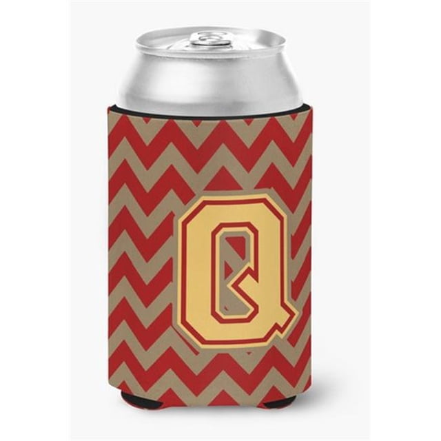 Carolines Treasures CJ1048-QCC Letter Q Chevron Garnet & Gold Can or Bottle Hugger