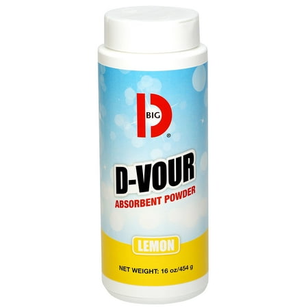 Big D 166 D-Vour Absorbent Powder, Lemon Fragrance, 16 oz (Pack of 6) - Absorbs accidental spills for easy clean-up - Ideal for use in schools, restaurants, health care facilities, grocery