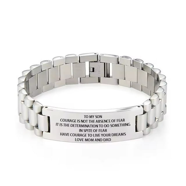Personalized Engravable Stainless Steel ID Bracelets for Men Custom Engrave Name Plate Identity ID Bar Bracelets for Him19-21CM