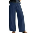 thumbnail image 1 of Women‘s Cotton and Linen Trousers Loose Large Size Wide Leg Pants with Pockets, 1 of 7