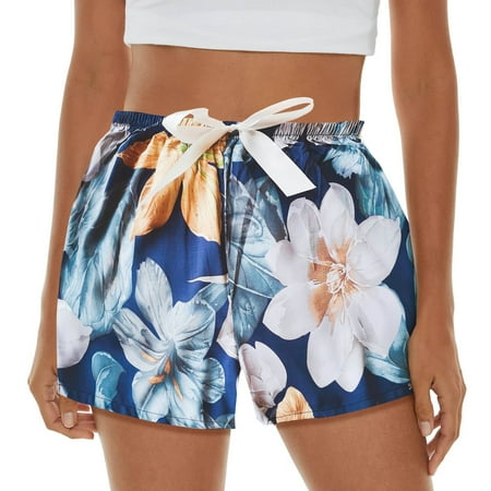 

Womens Pants Casual Pajama Shorts Shorts Lightweight Printed Bow Elastic Waist Lounge Pj Bottoms Cargo Pants