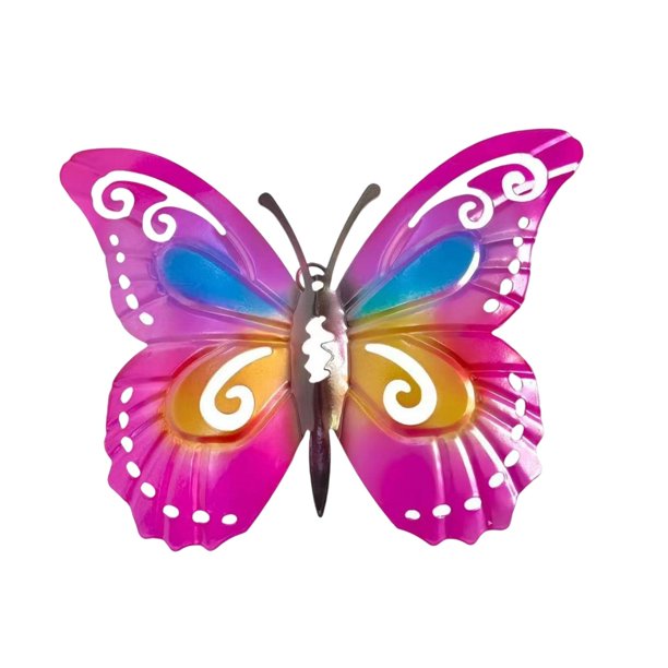 Escultura decorativa de pared con forma de mariposa de hierro Rosa