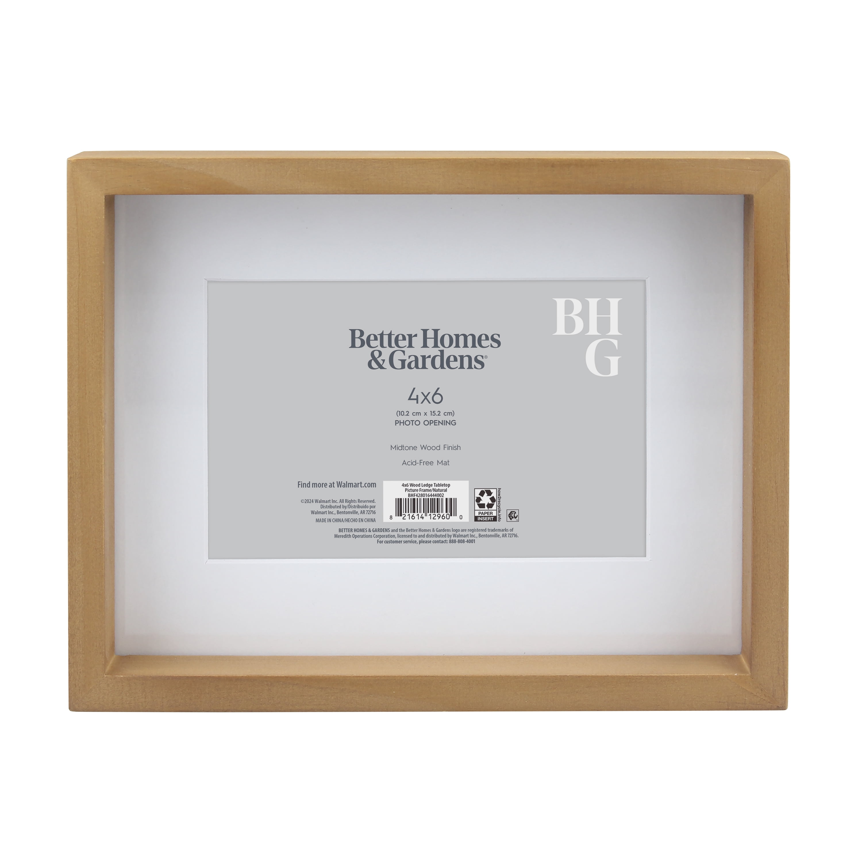 BHG 4 x 6 Wood Ledge Tabletop Picutre Frame