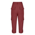 thumbnail image 7 of RYDCOT Mens Cargo Shorts Cotton Ripstop Straight Leg Below Knee Twill Casual Summer Long Shorts Capri Pants with Multi-Pockets Wine, 7 of 7
