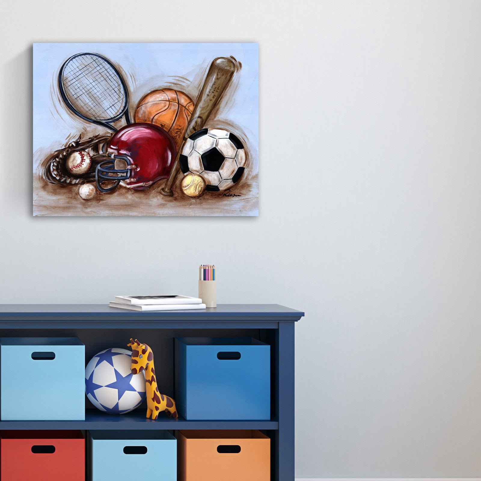 Marmont Hill "Varsity Gear" by Reesa Qualia Painting Print on Wrapped Canvas