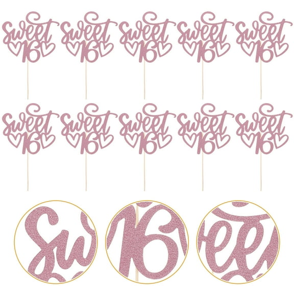 DEEPCRAFF Paper Cake Topper Pink For Girls Birthday Party Photos 10Pcs 5.7x5.3in