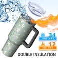thumbnail image 5 of 40oz Pioneer Flower Floral Print Pattern Insulated Tumbler with Handle, BPA-Free Leak Proof Lid and Straws, Double Wall Vacuum, Hot 12h/Cold 34h, 5 of 6