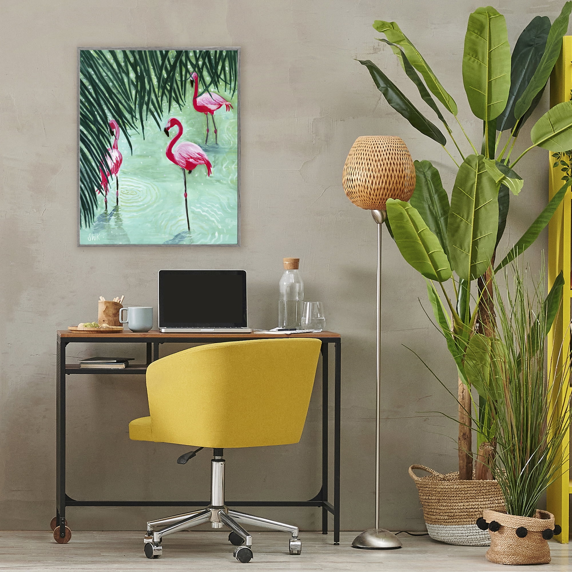 Stupell Industries Shallow Flamingo Pond Gray Framed Giclee Art, design by Sarah Waldron Kimball
