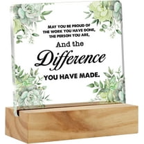 Inspirational Retirement Gifts for Coworker Boss Leader, May You Be Proud of the Work Desk Decor Acrylic Desk Plaque Sign with Wood Stand Home Office Desk Sign Keepsake