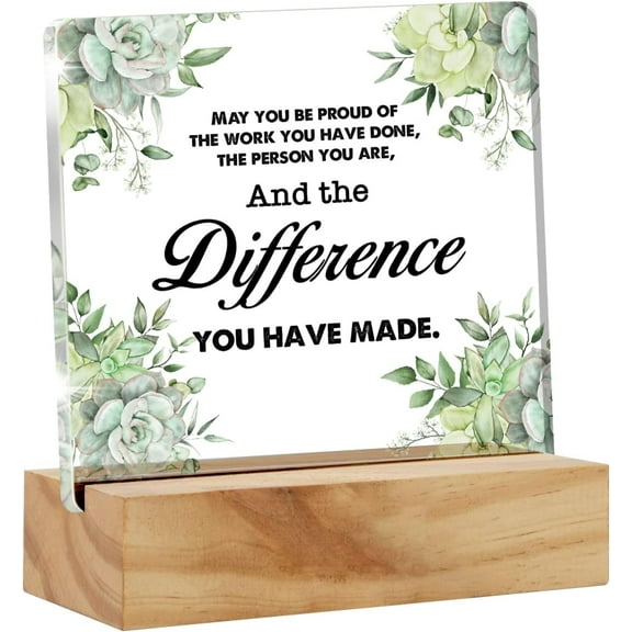 Inspirational Retirement Gifts for Coworker Boss Leader, May You Be Proud of the Work Desk Decor Acrylic Desk Plaque Sign with Wood Stand Home Office Desk Sign Keepsake