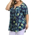thumbnail image 3 of Plus Size Tops for Women Short Sleeve Buttons Up Blouses Flowy Floral Tunic Tops, 3 of 9