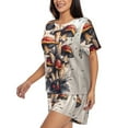 thumbnail image 2 of Fuzoiu Cute Forest Mushrooms Print Women's Short-Sleeved Pajama Set,Lounge Sleepwear Set,Womens Pajama Sets 2 Piece,Button-Up Top and Shorts with Pockets-X-Large, 2 of 7