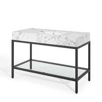 Sink Vanity Cabinet, Artificial Marble, Metal Steel, Black White, Modern Contemporary Urban Design, Hotel Bedroom Bathroom Master Suite Guest