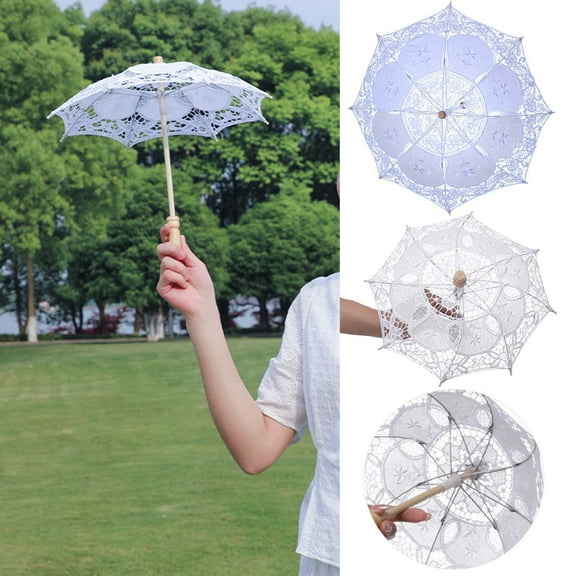 Lace Embroidered Sun Parasol Umbrella Bridal Wedding Dancing Party Photo Show