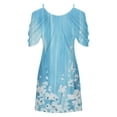 thumbnail image 4 of Robes à Épaules Dénudées pour Femmes Robes d'Été pour Femmes Imprimé Manches Courtes Épaules Dénudées Col Rond Robes Manches Courtes pour Femmes Robes d'Été Courtes pour Femmes, 4 of 5