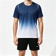 thumbnail image 5 of PIWHJQK Men Short Sleeve Shorts Athletic Tees Set Men's Colorblock Gradient Short Sleeve Shorts Casual Workout Set Men Outfit Sets, 5 of 6