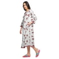 thumbnail image 2 of Moomaya Printed Knee Length Cotton Lace Border 3/4th Sleeve Night Gown For Women, 2 of 6