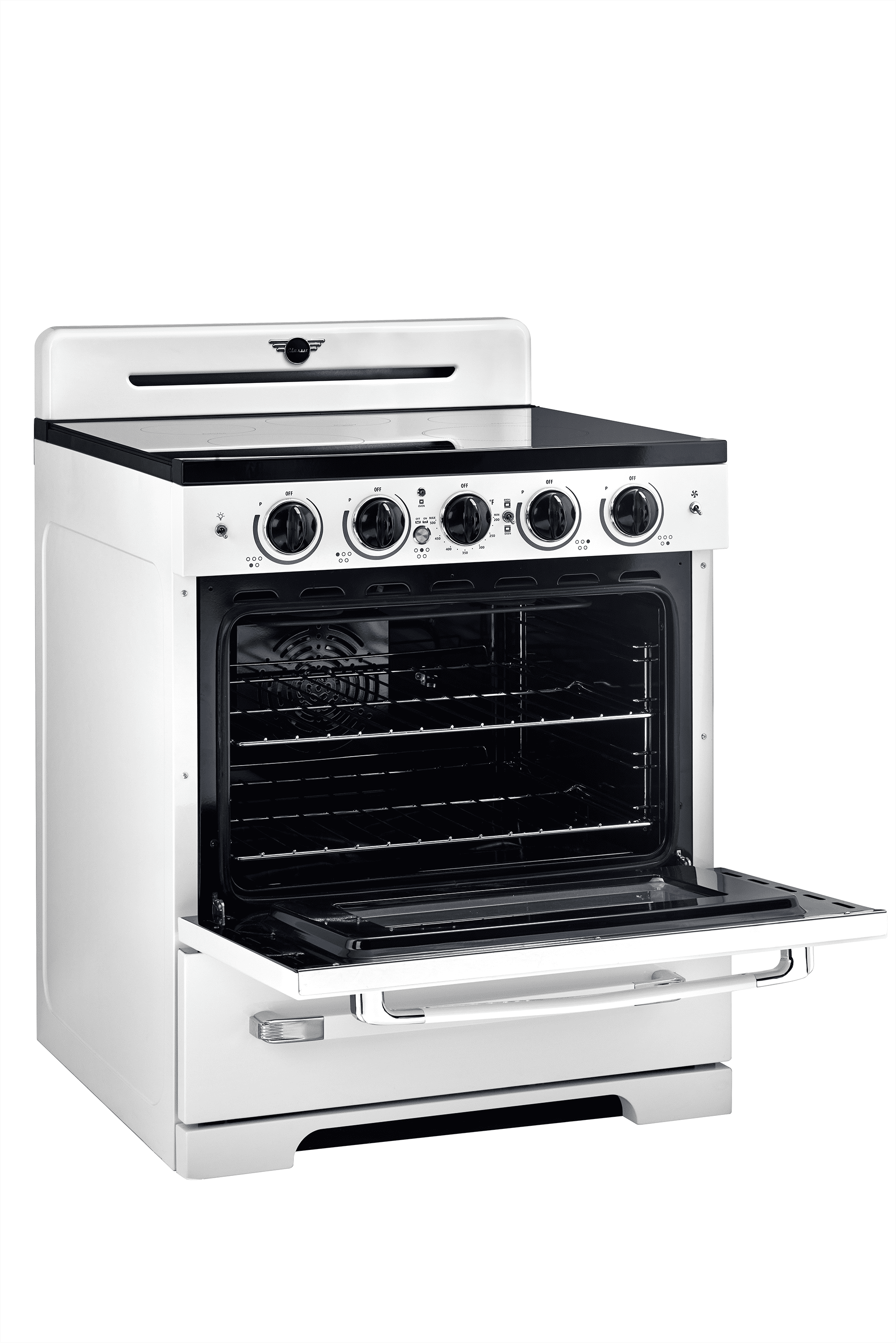 Unique 30' Classic Retro Induction Range, Marshmallow White