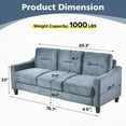 thumbnail image 6 of Modern Blue Grey Chenille Three-Seat Sectional Sofa 220cm for Living Room, 6 of 13