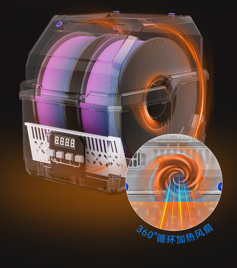 Filament Dryer Box - Bigcan Double Spool Holder for 3D Printer Filament, Continuous Drying Storage Case, Moisture and Dust Proof for 1kg PLA/ABS/PETG/TPU