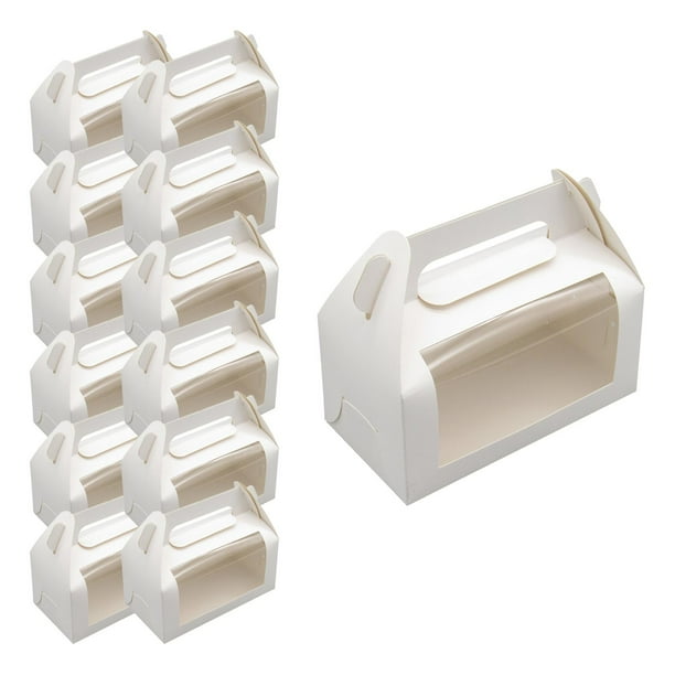 12 cajas para pasteles, galletas, cupcakes y dulces con ventana transparente. Blanco