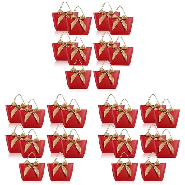 Bolsa de Regalo de 30 Piezas con Asa Bolsa de Papel para Regalos de Fiesta Bolsa de Aperitivos con Envoltura de Regalo Bolsas de Regalo para Regalo Rojo