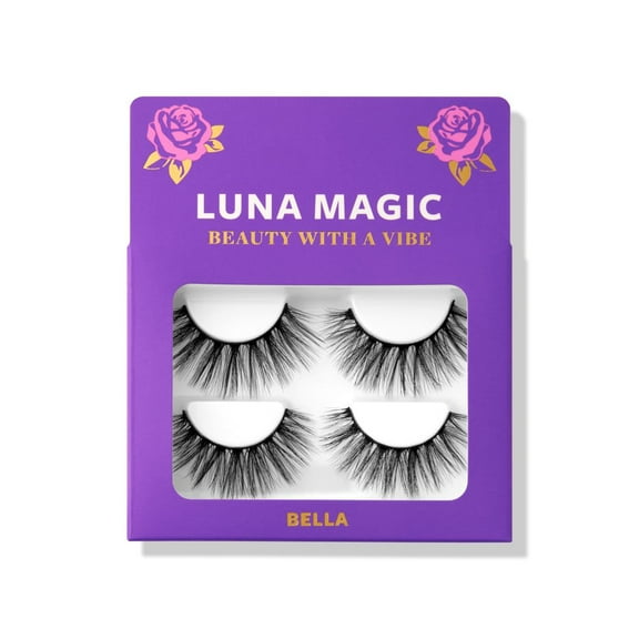 Luna Magic Faux Mink Lashes, False Eyelashes, Black, 2 Pairs, Bella