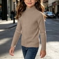 thumbnail image 6 of BRGZLK Girls Mock Neck Sweater Tops Fall Winter Sweet Cute Solid Color Ribbed Knit Long Sleeve Stretch Fit Inner Layer Tees for Outings, Kids Clothes Khaki 3-6 Years, 6 of 7