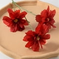 thumbnail image 4 of 3 Heads Red Artificial Flowers, Fake Flowers for Vase Indoor, 25'', 4 of 6