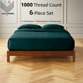 thumbnail image 2 of 30-INCH EXTRA DEEP POCKETS -King Organic 1000-TC Cotton 6-PC Sheet Set with 4 Pillowcases - Teal Blue, 2 of 7