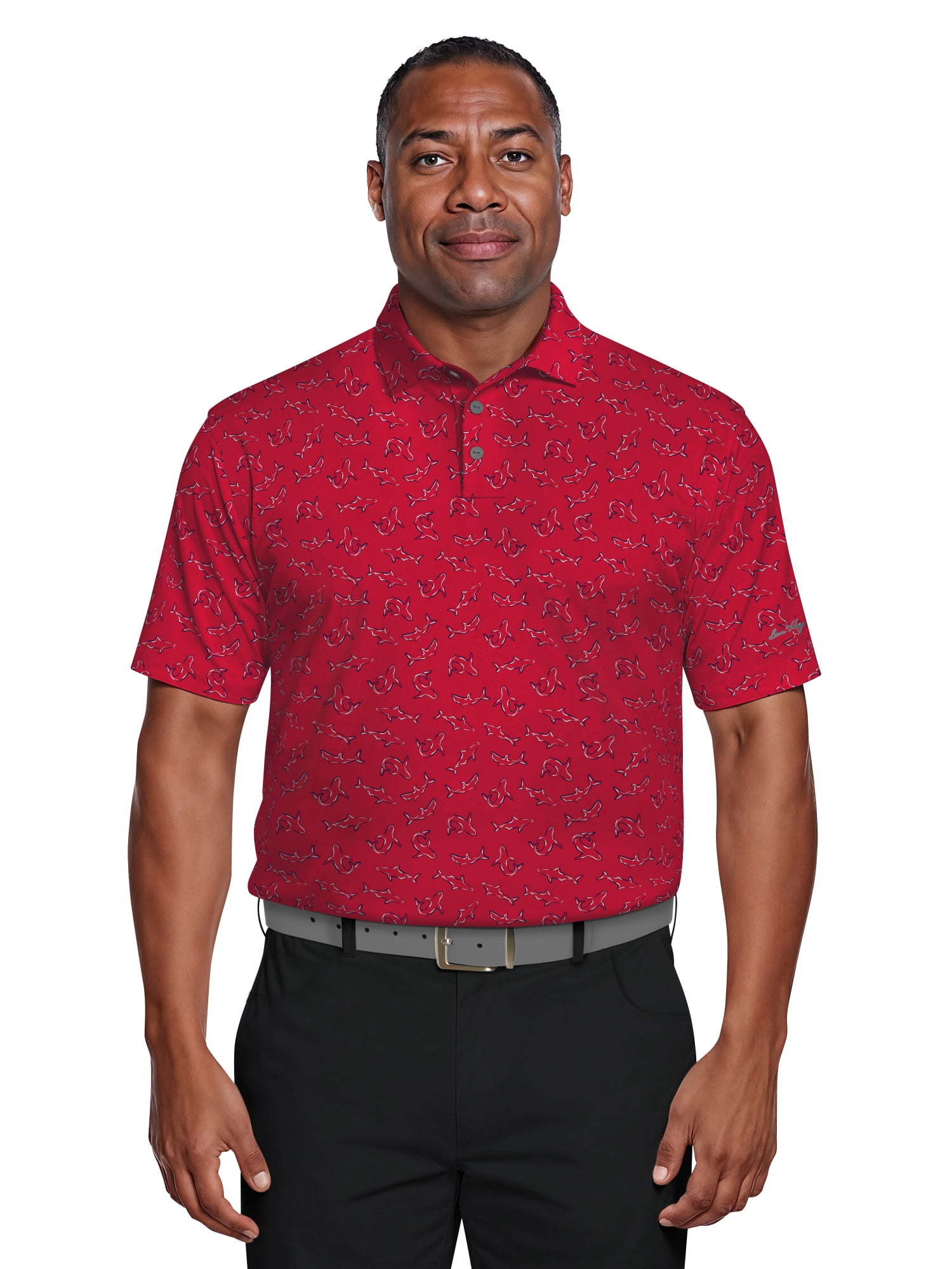 Ben Hogan Men's & Big Men's Performance Shark Print Short Sleeve Polo Shirt, Sizes S-5XL