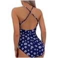 thumbnail image 4 of Fengqque Ladies Flower Print Tight Fitting Elastic Hollow Out Sexy Women's One-Piece Swimsuit, 4 of 9