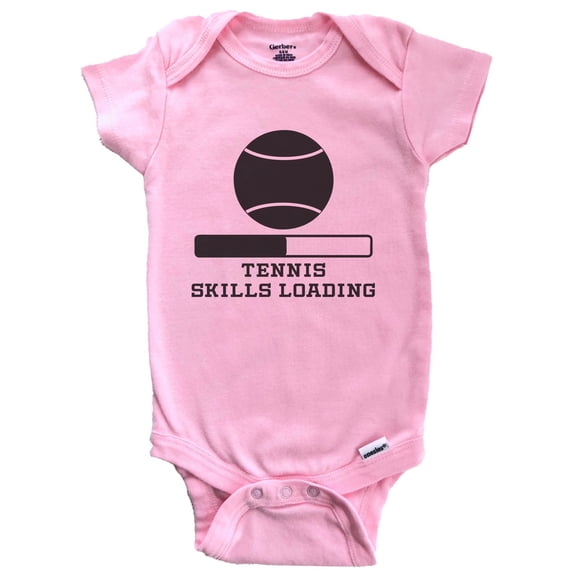 Tennis Skills Loading Funny Sports Humor Baby Bodysuit (Pink), 0-3 Months