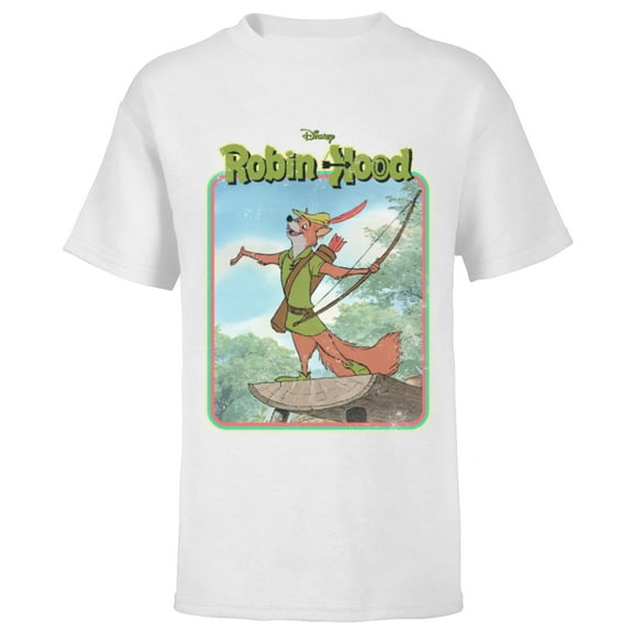 Disney Robin Hood Retro - Short Sleeve T-Shirt for Kids -Customized-White