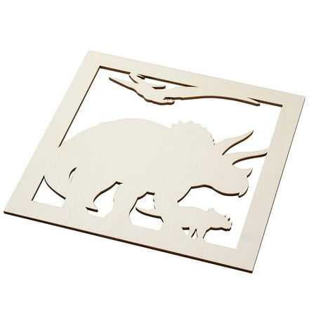 2-Piece Unfinished Wooden Triceratops Dinosaur Cutout, Wall Art Decor For Painting, Diy Wood Crafts, And Signs, 11.6 X 0.2 Inches