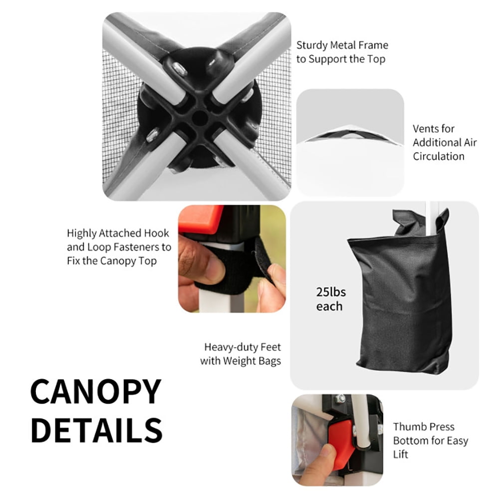 Aimee Lii 10 x 10 Feet Outdoor Pop-up Camping Canopy Tent with Roller Bag, Backyard Canopy Gazebo, White Aimee Lii 10 x 10 Feet Outdoor Pop-up Camping Canopy Tent with Roller Bag, Backyard Canopy Gazebo, White