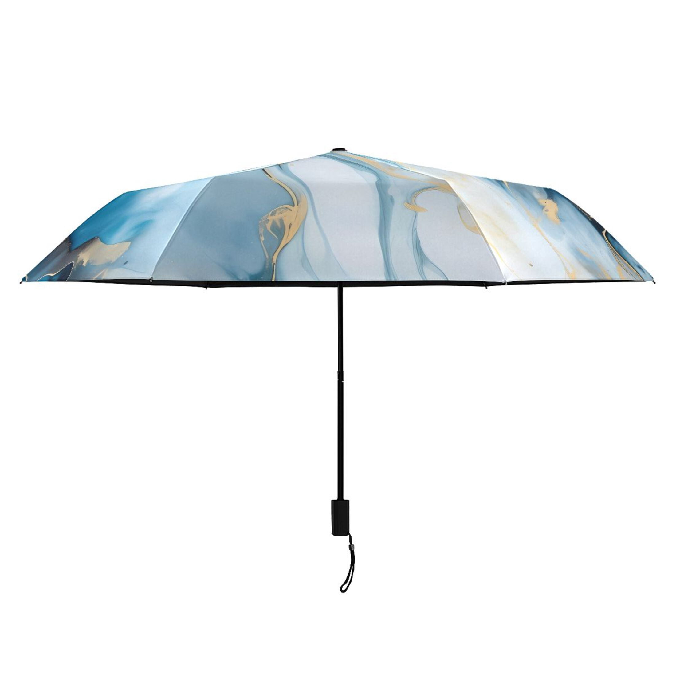 White Blue Marble Compact Sun Umbrella Windproof Travel Umbrellas for Rain Strong Portable UV Protection