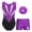 Purple, variant on Kids Girls Gymnastics Leotards Sleeveless Bodysuit Tumbling Shorts Hair Tie Dance Unitards Purple 16
