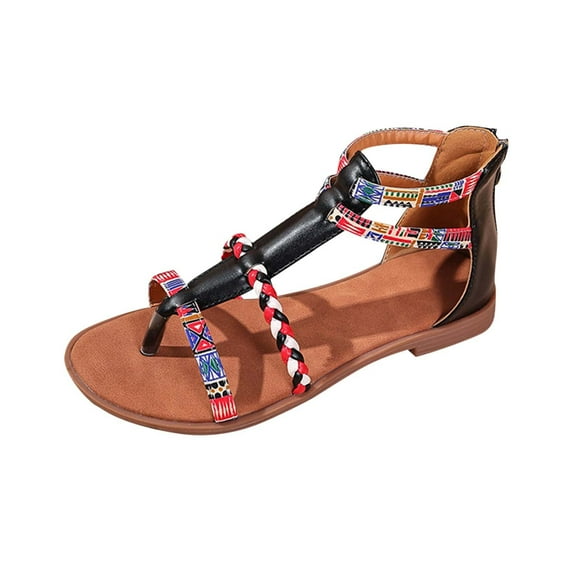 VEKDONE Athletic Sandals for Women Women's Fashion Casual Bohemian Style Spring And Summer New Stitching Roman Flat Sandals