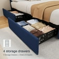 thumbnail image 3 of GAOMON Bed Frames, King Size, Blue, Faux Leather Upholstered Platform Bed with 4 Storage Drawers, Adjustable Button Tufted Headboard, No Box Spring Needed, Modern Bedroom Furniture, 3 of 6