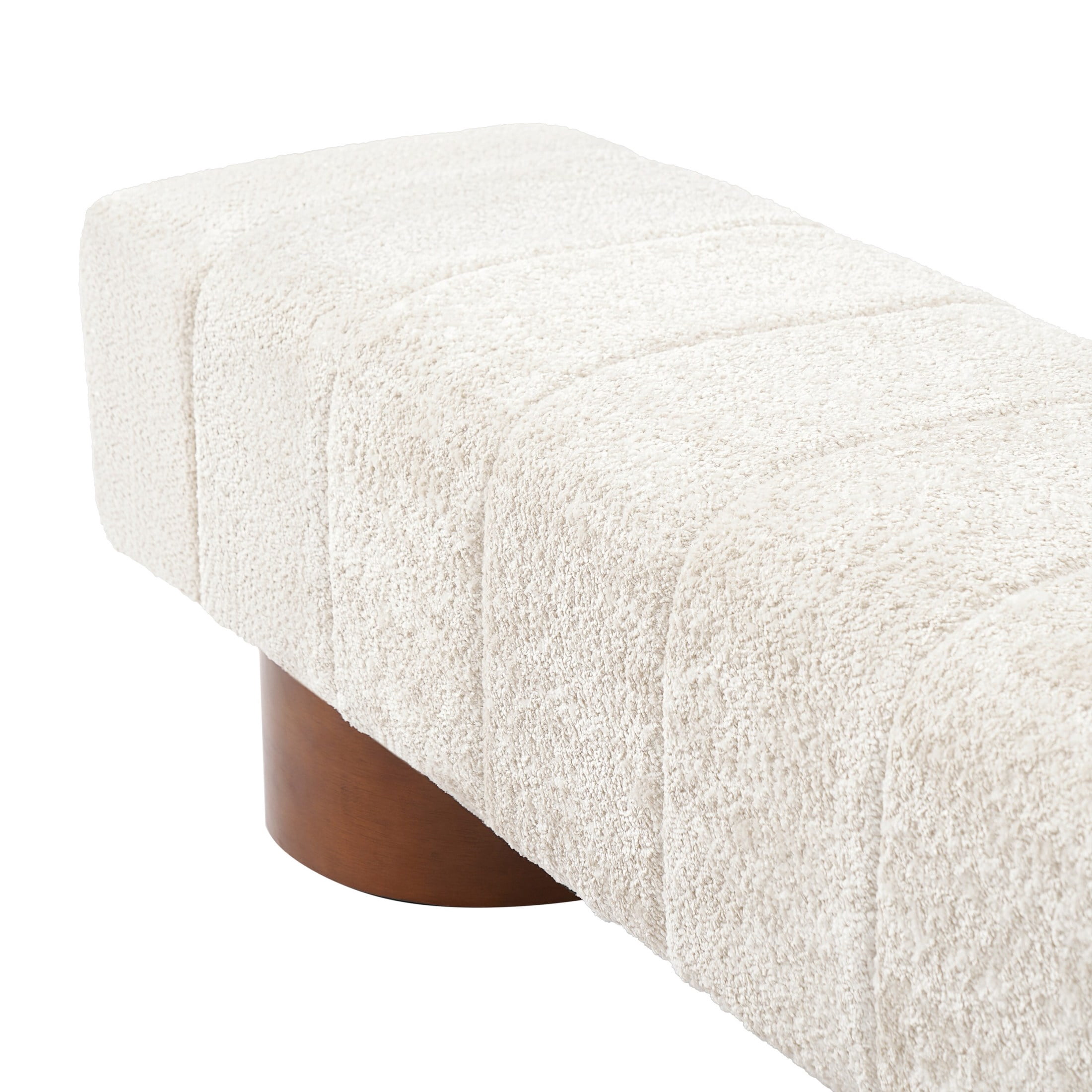 Christopher Knight Home 61" Modern Accent Ottoman Bench with Boucle Upholstery, Wood Legs, Beige