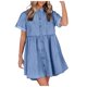 thumbnail image 1 of Vestido de mujer con cuello en V y manga media - Vestidos informales estampados para vacaciones, poliéster y algodón, tallas S-XXL, 1 of 7