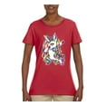 thumbnail image 2 of Wild Bobby, Awesome Dabbing Dab Rainbow Unicorn Fantasy, Streetwear, Womens Graphic Tees, Red, 2XL, 2 of 3