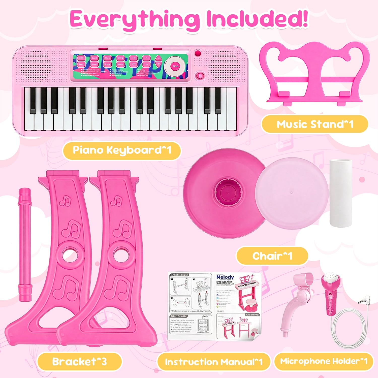LINXUXIE Keyboard Piano Toys for Kids, 37 Keys Musical Instruments for Baby, Toddlers Birthday Gifts for 3 4 5 6 7 8 Year Old