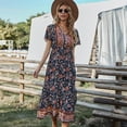 thumbnail image 5 of Summer Dresses for Women Maxi Dress V-Neck Floral Dress Casual Holiday Midi Dress, 5 of 6