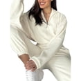 thumbnail image 3 of Conjunto de Dos Piezas para Mujer: Sudadera de Forro con Media Cremallera y Pantalón Deportivo Holgado con Bolsillos L, 3 of 7