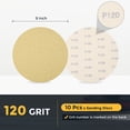 thumbnail image 2 of 10 Pcs 9 Inch Sanding Disc 120 Grit Hook and Loop Sandpaper Random Orbital Sander Pads for Woodworking Automotive, Gold, 2 of 2